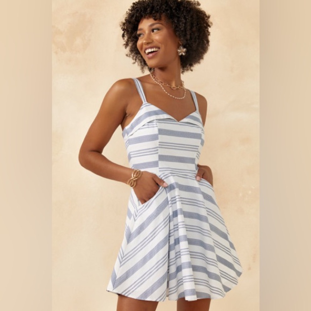 Francesca Amara Striped Mini Dress with Pockets